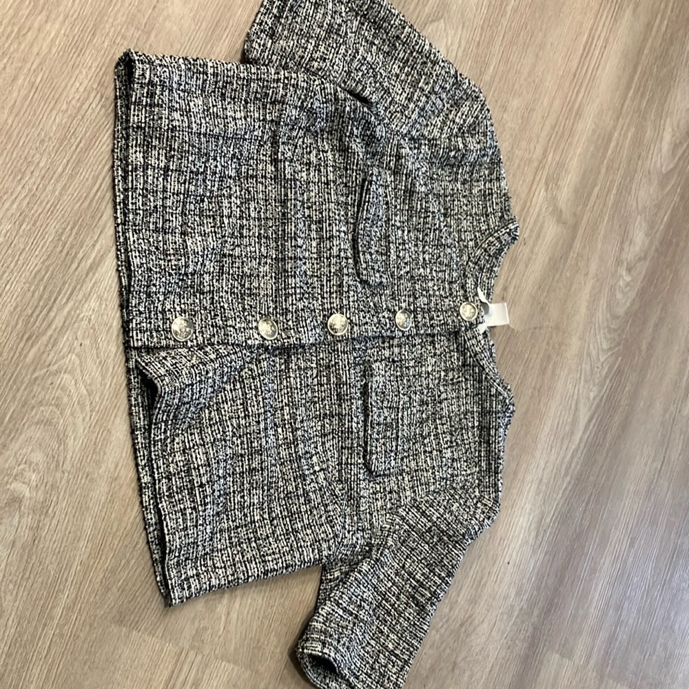 Chic Black and White Tweed Jacket